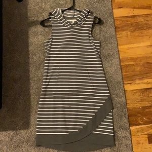 Gray and white striped swim cover up/dress